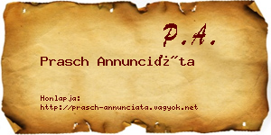 Prasch Annunciáta névjegykártya